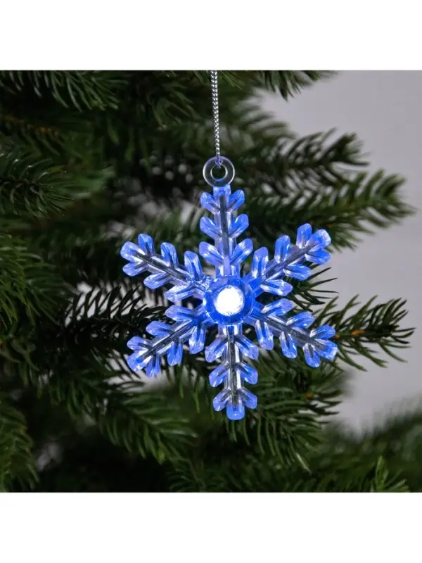 Ёлочная игрушка &laquo;Снежинка&raquo;, 9&times;8.5&times;2.8 см, 1 LED, от батареек, свечение мульти (RGB)