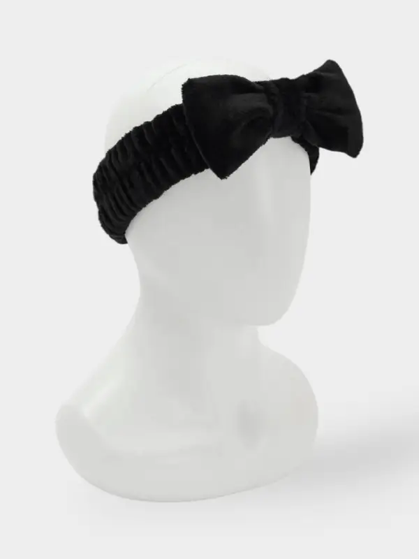 Повязка для умывания "Бантик", микрофибра, цвет черный