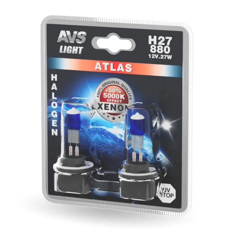 Галогенная лампа AVS ATLAS/5000К/ H27/880.12V.27W.блистер 2шт.
