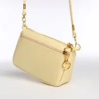 Сумка женская кросс-боди на молнии, 18&times;6.5&times;12 см, бежевая