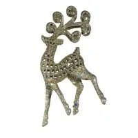 Ёлочные игрушки 2 шт. &laquo;Зимнее волшебство. Ажурный олень в блёстках&raquo; пластик, 5.5&times;12 см, серебро/золото