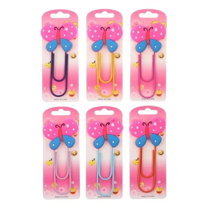 Закладка-скрепка большая, 11 см, Закладка-скрепка большая, 11 см, "Бабочка", МИКС