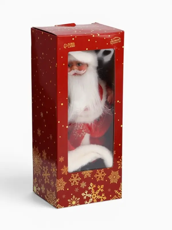 Дед Мороз под ёлку &laquo;Зимнее волшебство. Новогодняя игрушка в шубке&raquo; двигается, 30 см, красный