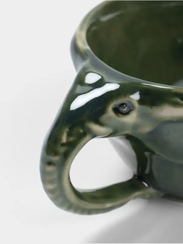 Чашка с блюдцем &laquo;Слоник&raquo;, 13&times;13&times;8 см, керамика, зелёная