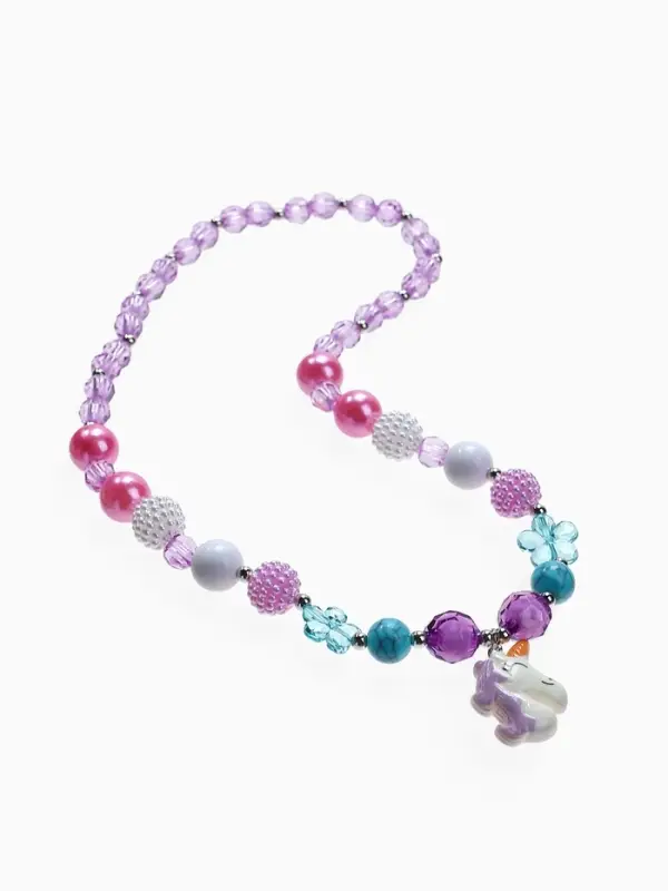 Набор детских украшений &laquo;Выбражулька. Единорог в цветах&raquo;, 2 предмета: бусы 45 см, браслет, d=5 см, фиолетовый