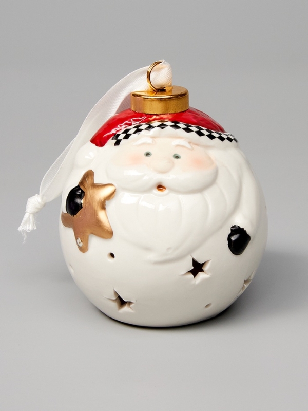 Елочный шар Елочный шар "Дед Мороз" 10х8.6х8.6, 1 LED, LR44x3(в компл.), Т/БЕЛЫЙ