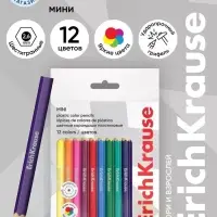 Карандаши- мини 12 цветов ErichKrause, пластиковые, шестигранные, с европодвесом