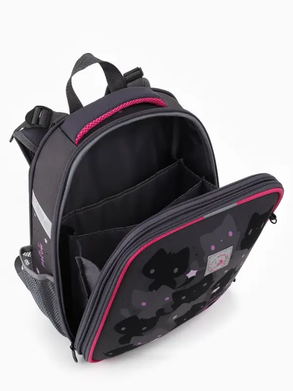 Рюкзак школьный для девочки &laquo;Котики&raquo;, Stavia, эргономичная спинка, 30&times;16&times;38 см, серый