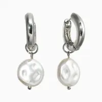 Серьги жемчуг "Барокко", цвет белый в серебре