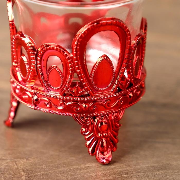 Подсвечник пластик, стекло на 1 свечу Подсвечник пластик, стекло на 1 свечу "Капельки" красный 7х6х6 см