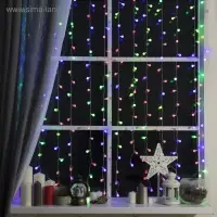 Гирлянда &laquo;Занавес&raquo; 2&times;1.5 м с насадками &laquo;Шарики&raquo;, IP20, прозрачная нить, 360 LED, свечение мульти (RG/RB), мигание, 220 В