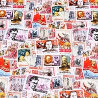 Бумага упаковочная глянцевая "Марки", 70 х 100 см, 10 шт