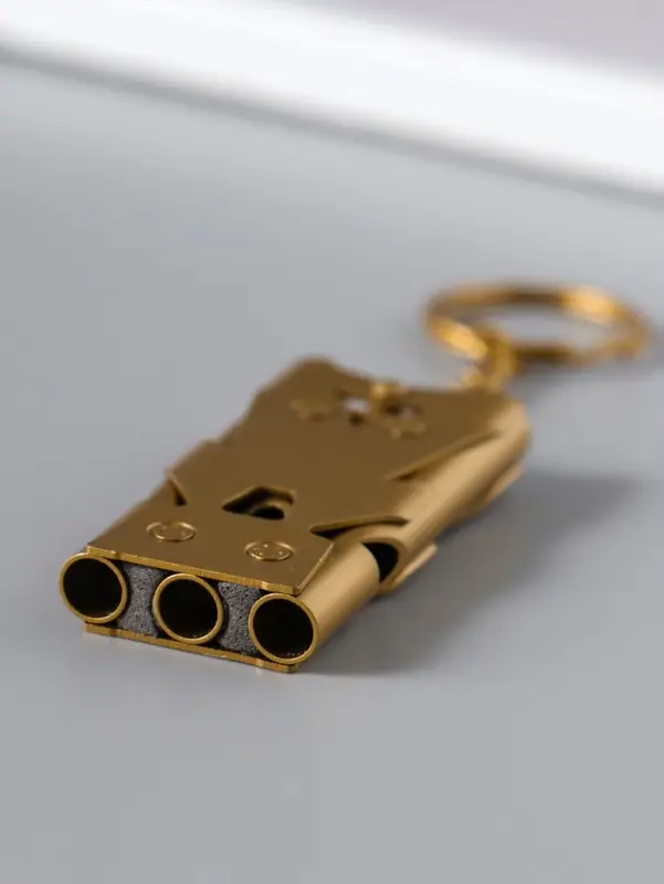 Свисток для выживания высокочастотный, до 150 дБ, металл, 6 см, золотой