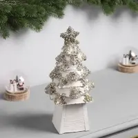 Фигура деревянная &laquo;Ёлочка белая&raquo;, 27&times;14&times;14 см, 35 LED, от батареек AAx2, свечение тёплое белое