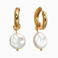 Серьги жемчуг "Барокко", цвет белый в золоте