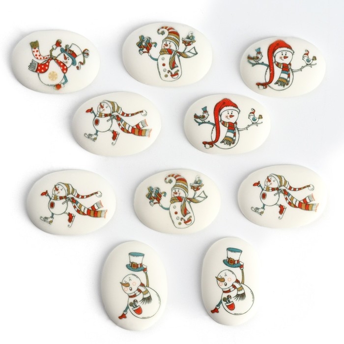 Новый год! Посыпка медальоны сахарная с картинкой микс: &laquo;Снеговички&raquo;, для декора капкейков, торта, напитков, 20 гр