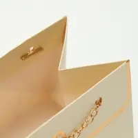 Пакет переноска для цветов, ручка цепь, &laquo;Кремовый&raquo;, с золотым тиснением, 15&times;10.5&times;10 см