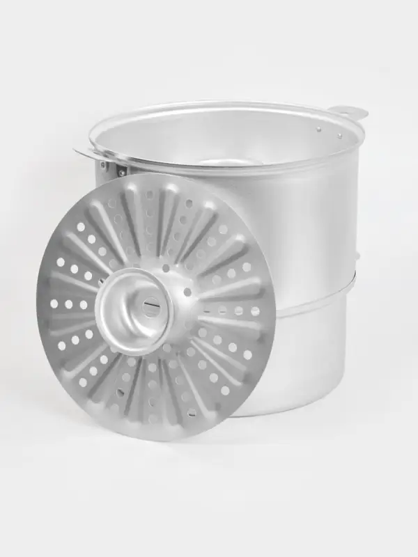 Манты-казан,10 л, d=34 см, 3.6 кг, с 4 дисками, с крышкой, листовой алюминий 1.5-1.75 мм, серебристый