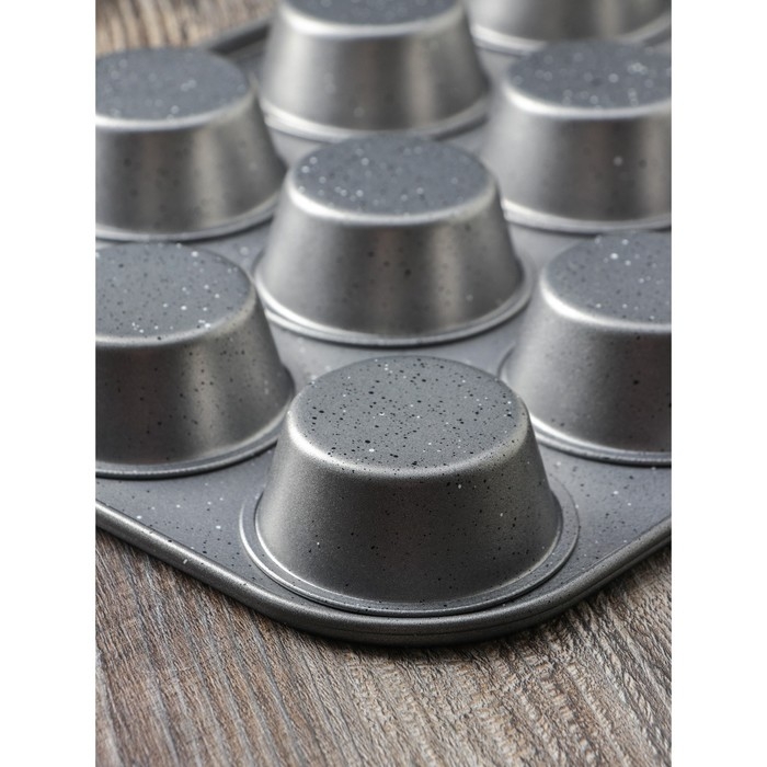 Форма для выпечки Magistro Gourmet Range, 35×26,5×3 см, 12 ячеек, толщина 0,6 мм, антипригарное покрытие, цвет серый Форма для выпечки Magistro Gourmet Range, 35×26,5×3 см, 12 ячеек, толщина 0,6 мм, антипригарное покрытие, цвет серый