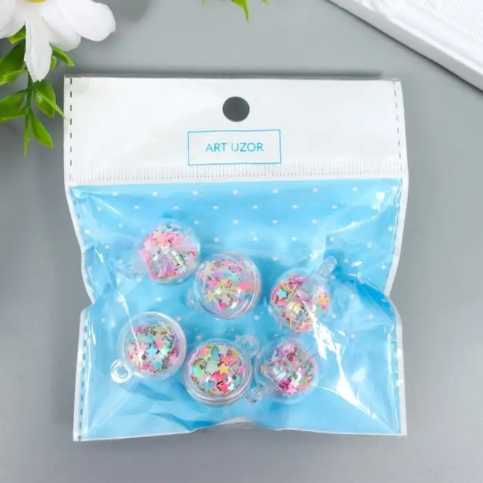 Пластиковый элемент, декоративная подвеска «Арт Узор. Шар - звёздочки», 2.5×2 см Пластиковый элемент, декоративная подвеска «Арт Узор. Шар - звёздочки», 2.5×2 см