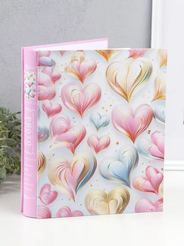 Фотоальбом на 200 фото 13х18 см "Воздушные сердца" в коробке 5,5х23,5х29,5 см
