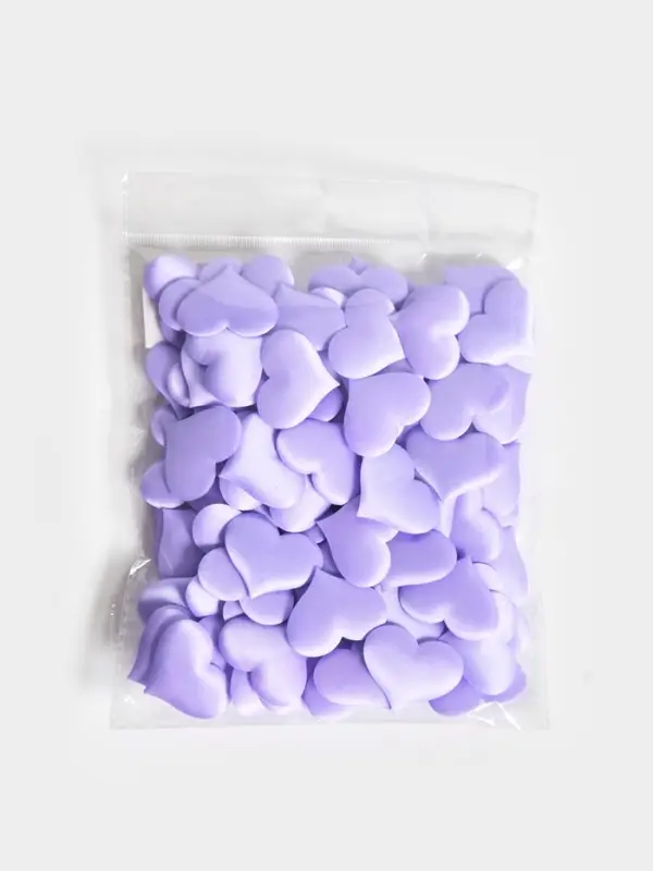 Сердечки декоративные атласные 3.5 см, сиреневые, 100 штук
