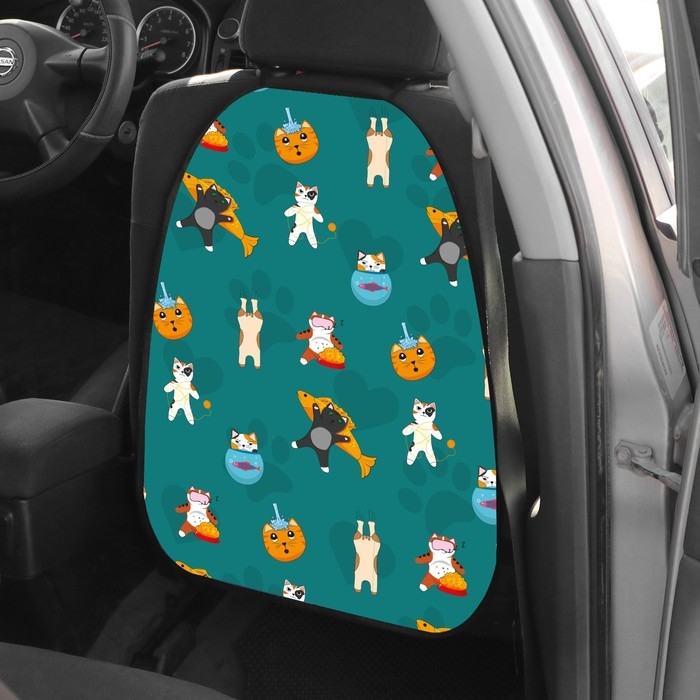 Накидка на сиденье автомобильное  Cartage Кошки, ПВХ, 60 х 45 см, европодвес
