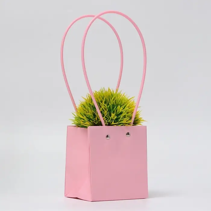 Сумка для цветов, квадратная, розовая, влагостойкая, 13&times;12&times;12 см