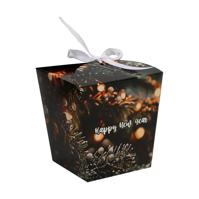 Бонбоньерка, новогодняя подарочная упаковка Hapy new year, 7.5×8×7.5 см Бонбоньерка, новогодняя подарочная упаковка Hapy new year, 7.5×8×7.5 см