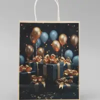 Пакет подарочный крафтовый &laquo;Подарки с золотым бантом&raquo; 27&times;22&times;11 см, 120 г/м&sup2;