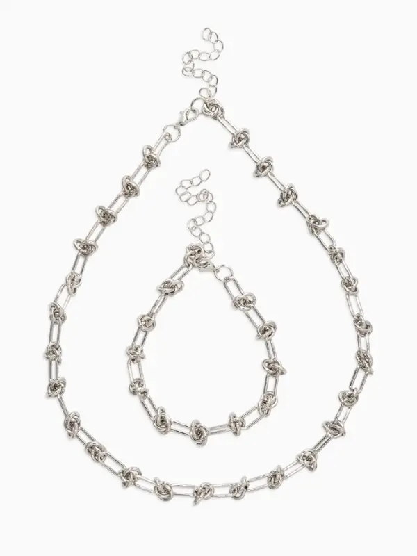 Набор 2 предмета: цепь, браслет &laquo;Узел&raquo;, 20, 40 см, медь, цвет серебро