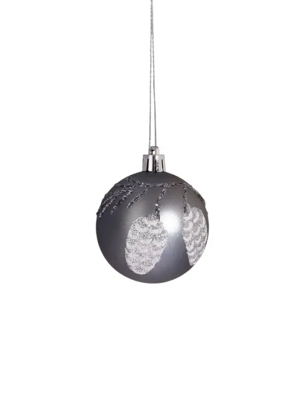 Ёлочные игрушки &laquo;Мелодия&raquo; волны диско, шары новогодние, d=6 см, набор 9 шт. серый/белый