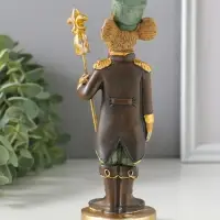 Сувенир полистоун "Мышиный король в мундире со скипетром" коричнево-зелёный 6,5х5,5х17,5 см   109157