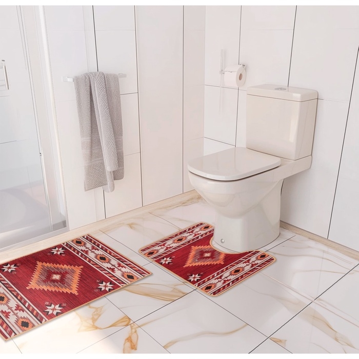 Набор ковриков для ванной и туалета Доляна «Мира», 2 шт, 50×80 см, 50×40 см Набор ковриков для ванной и туалета Доляна «Мира», 2 шт, 50×80 см, 50×40 см