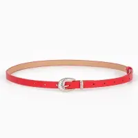 Ремень жен, 02-01-02-01, 1,5*0,3*110 см, без винта, пряжка серебро, 1 прокол, красный