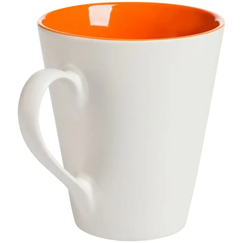 Кружка New Bell матовая, белая с оранжевым Кружка New Bell матовая, белая с оранжевым