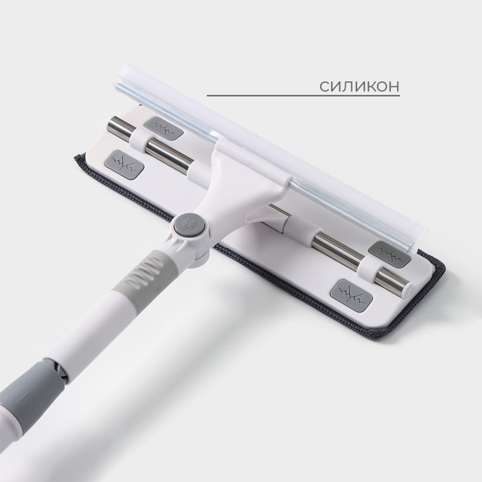 Щётка для окон Raccon, фиксатор, стальная телескопическая ручка 65(105) см, водосгон 28,5 см, насадка из микрофибры 28,5×8,5 см Щётка для окон Raccon, фиксатор, стальная телескопическая ручка 65(105) см, водосгон 28,5 см, насадка из микрофибры 28,5×8,5 см