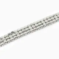 Цепь со стразами, с голографией, 3 ряда, металл, стекло, 6 мм, 4.5&plusmn;0.2 м, цвет серебряный