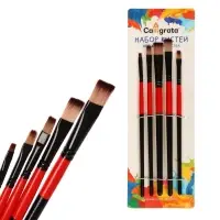 Набор кистей для рисования, нейлон, 5 штук, плоские, прямые, международный размер