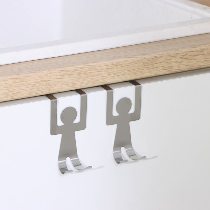 Вешалка на дверь «Человечки», на два крючка, 8×3×4.5 см, хром Вешалка на дверь «Человечки», на два крючка, 8×3×4.5 см, хром