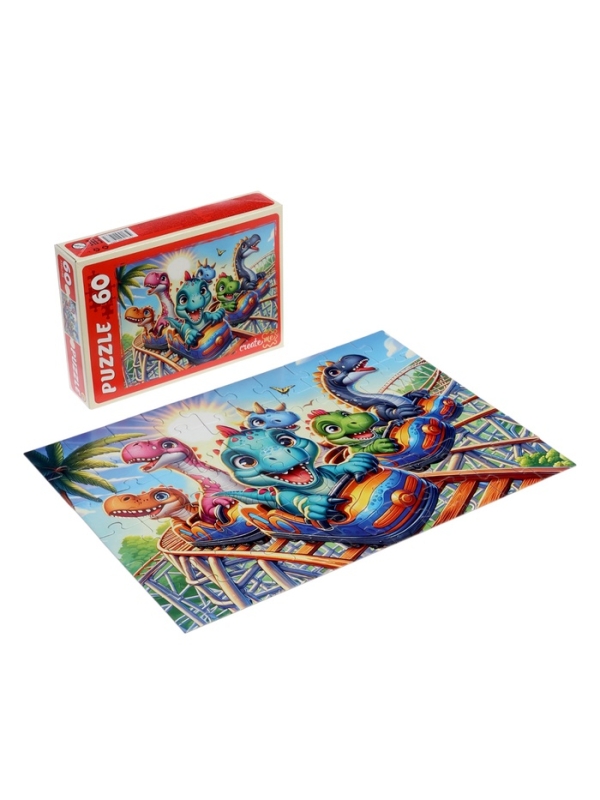 Пазл 60 эл. "Динозавры на аттракционе" УК60-1983