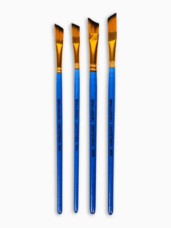 Кисть для рисования набор 4 шт. синтетика плоские Kiss №4, №6, №8, №10