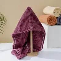 Чалма для сушки волос Доляна, микрофибра, с пуговкой, бордовая