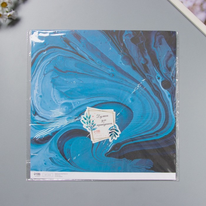 Бумага для скрапбукинга Бумага для скрапбукинга "Разводы голубой краски" плотность 180 гр набор 5 шт 30,5х32 см