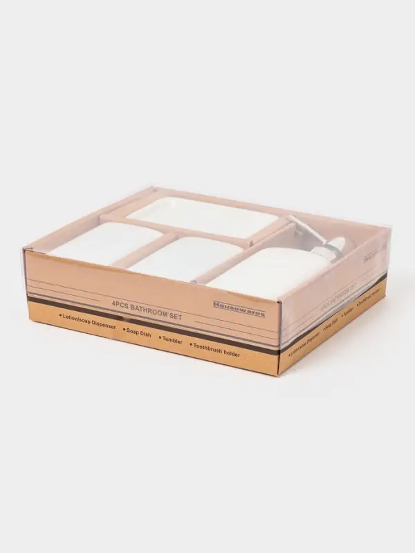 Набор для ванной Набор для ванной "Кристаль", 4 предмета (дозатор для мыла, 2 стакана, мыльница)