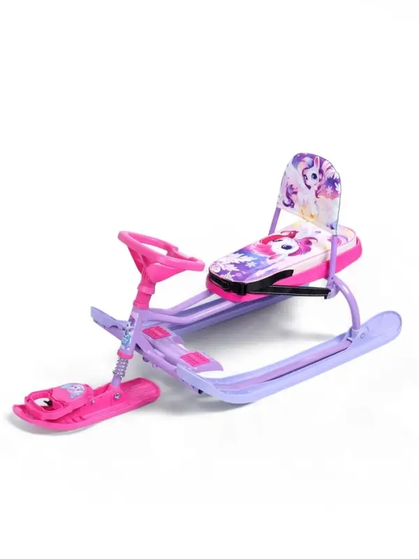 Снегокат &laquo;Лошадка&raquo;, со спинкой, розовый, фиолетовый, ТС4-1СЛ/Л Snow Cat