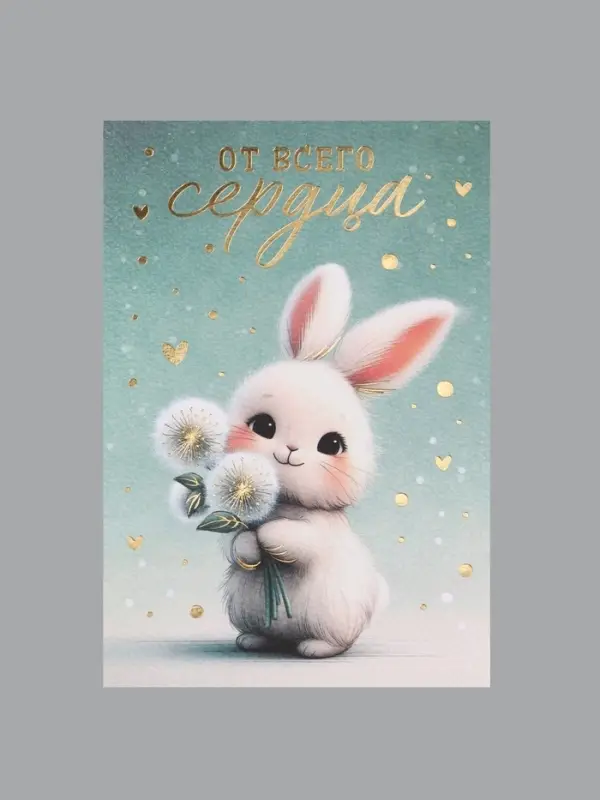 Поздравительная открытка на акварельном картоне с тиснением &laquo;От всего сердца&raquo;, 10 &times; 15 см