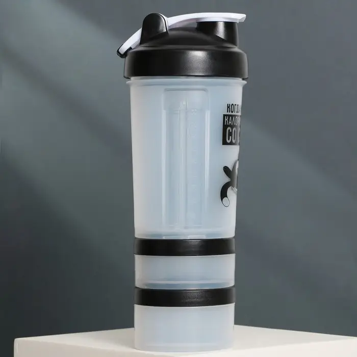 Шейкер пластиковый «Лень», 500 мл, два отсека