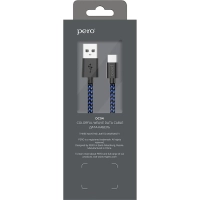 Кабель USB PERO DC-04 Type-C, 3А, 2м, Blue-black (Fast Charge)