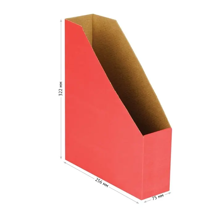 Накопитель-лоток архивный, микрогофрокартон, 75 мм, красный